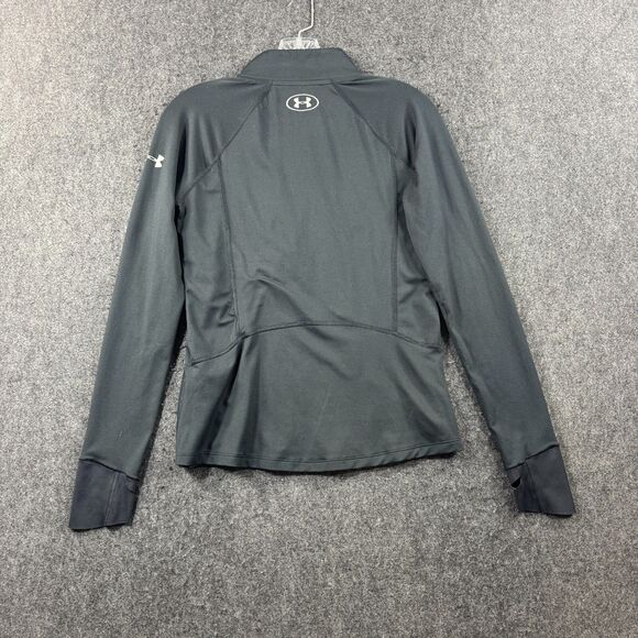 Under Armour Shirt Women's Small Black Half Zip Pullover Stretch Long Sleeve Run - Picture 6 of 6